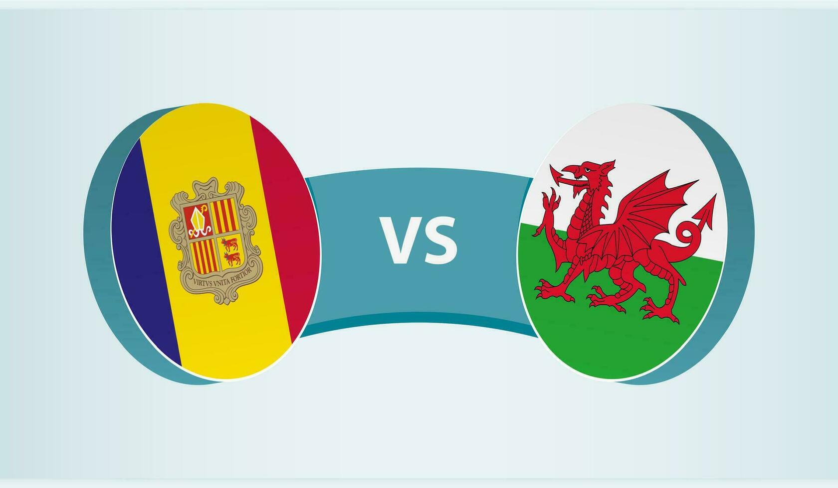 andorra versus País de Gales, equipe Esportes concorrência conceito. vetor