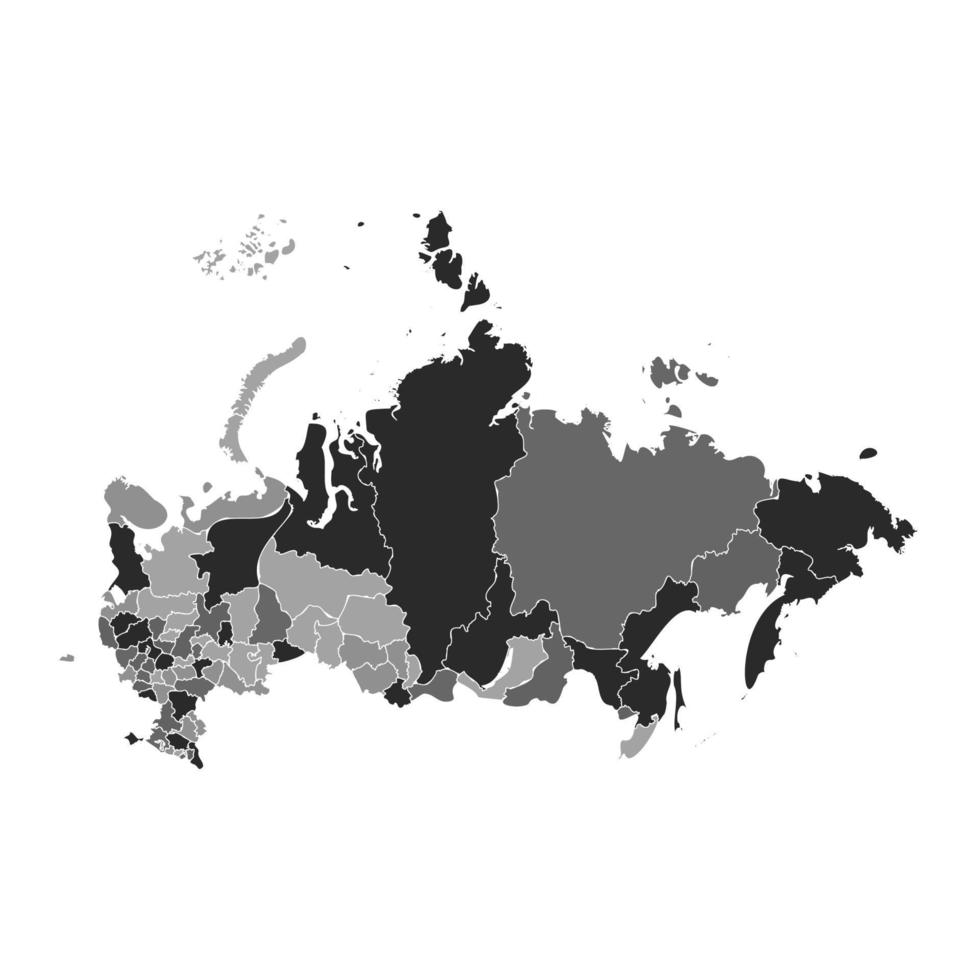 mapa cinza dividido da Rússia vetor