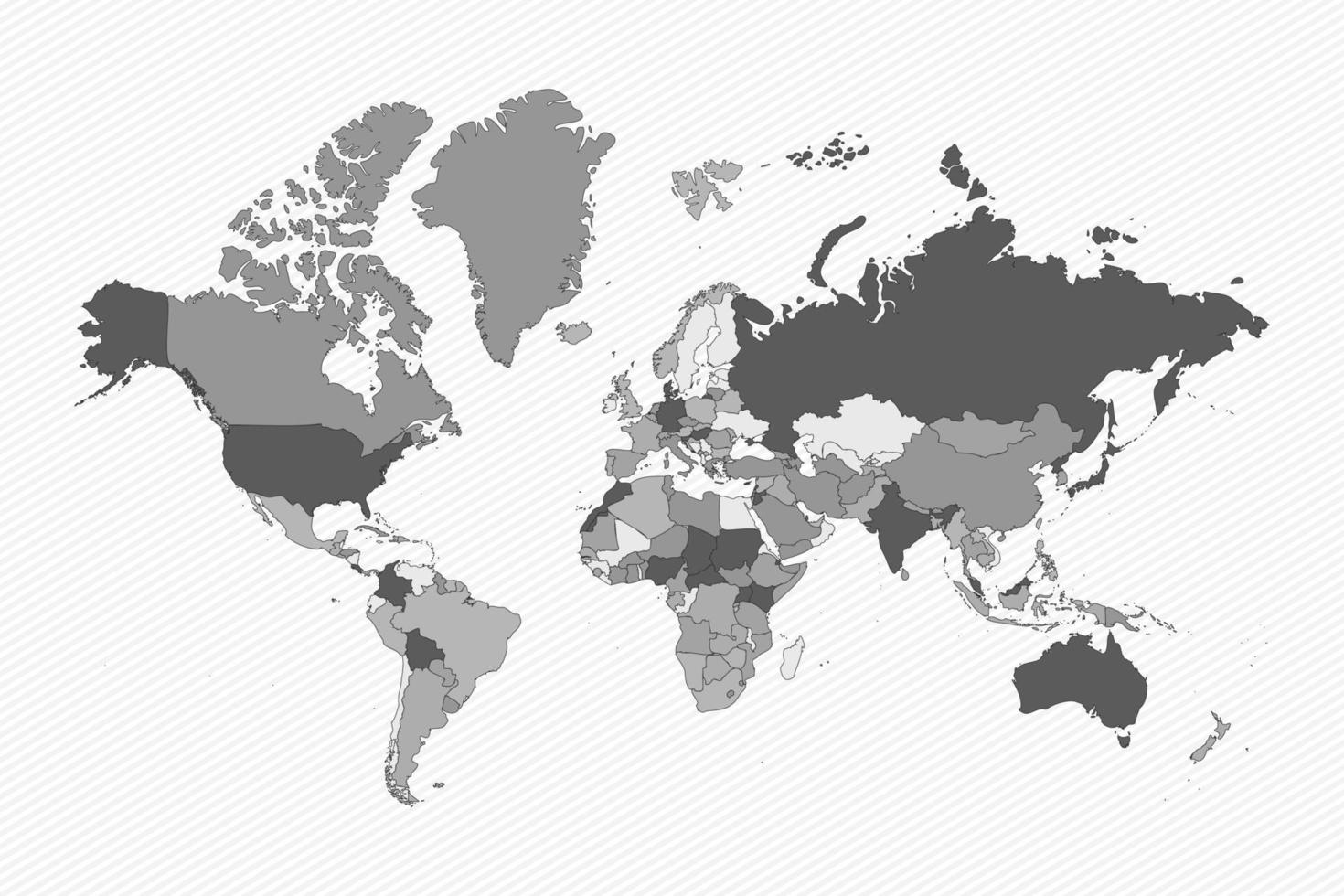 mapa do mundo dividido em cinza vetor