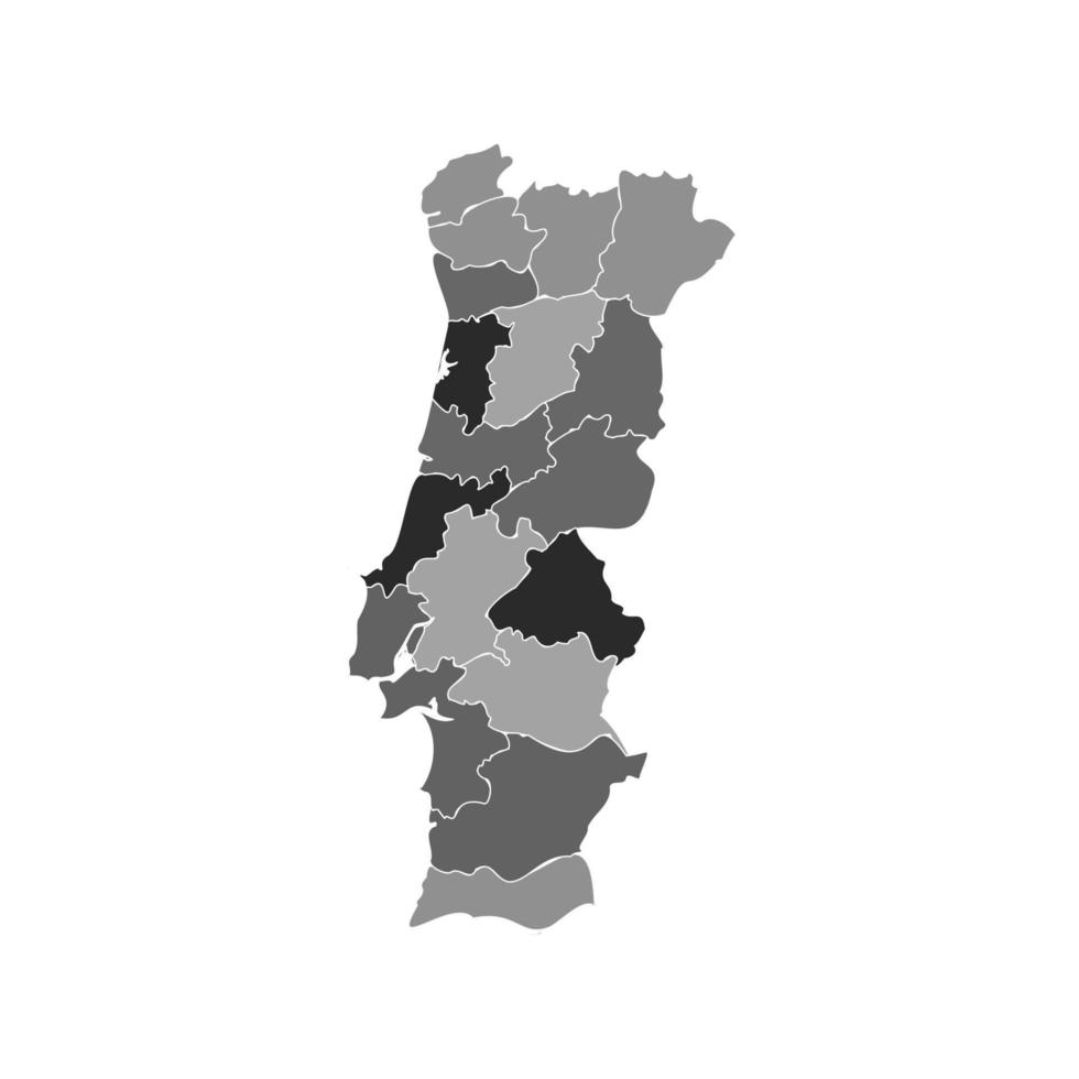 mapa dividido cinza de portugal vetor