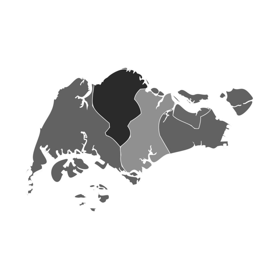 mapa cinza dividido de singapura vetor