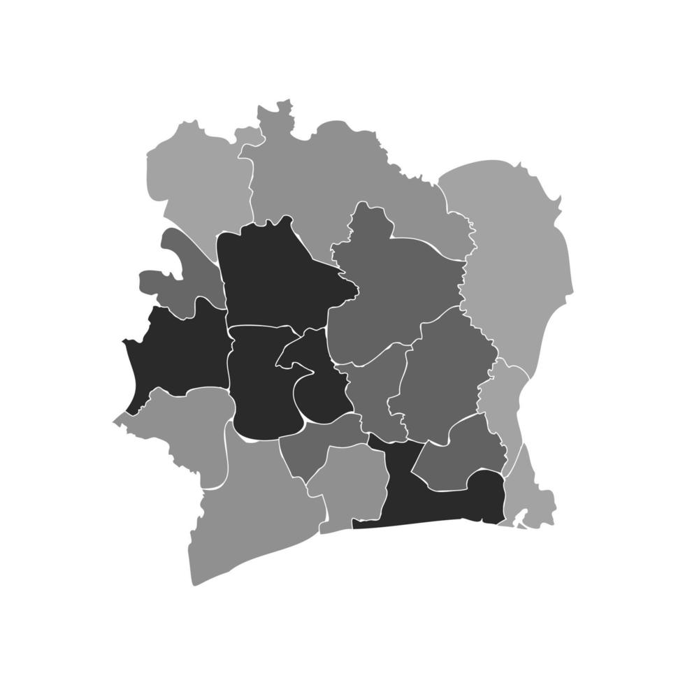 mapa cinza dividido da costa de marfim vetor
