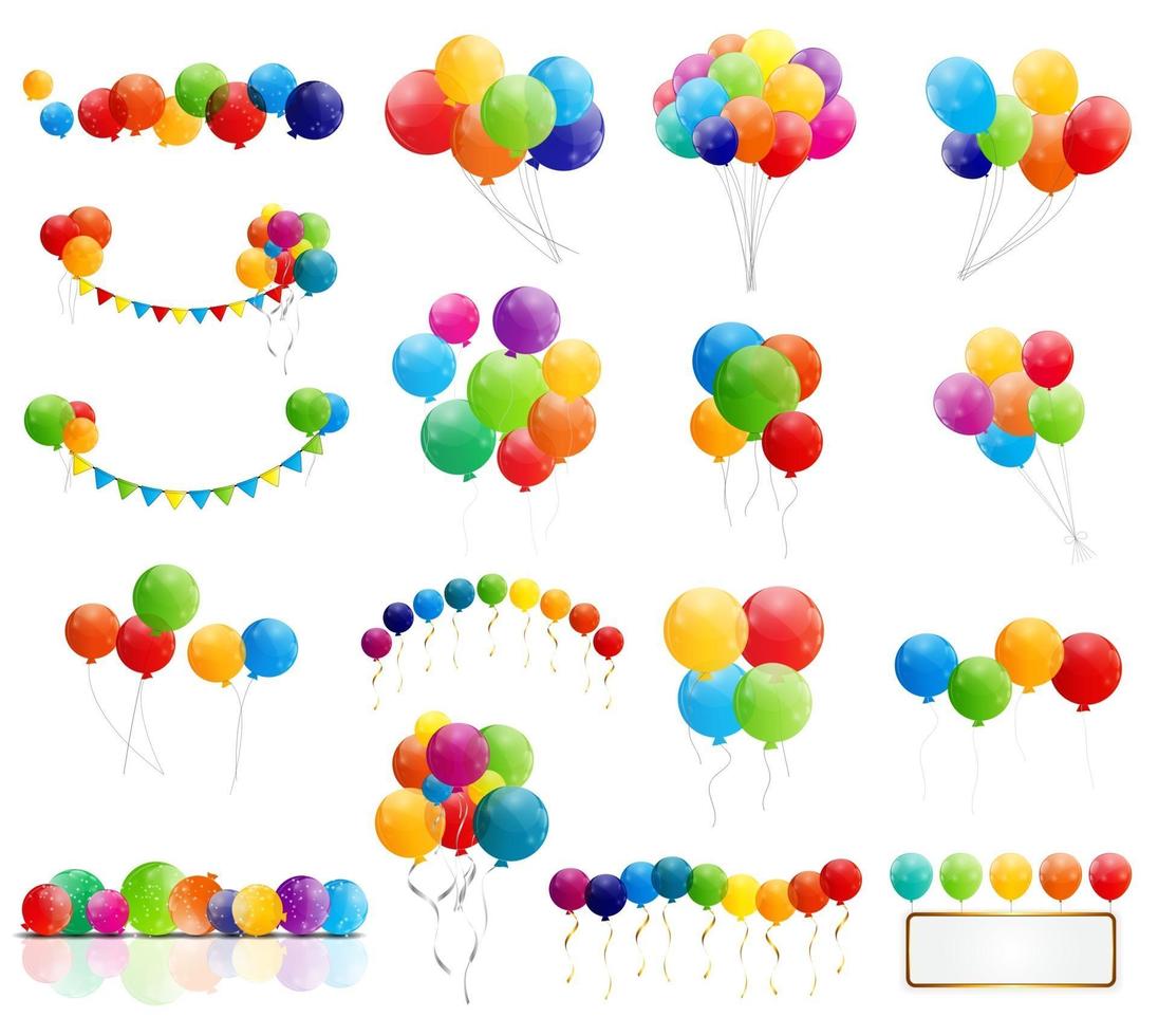 ilustração vetorial mega conjunto de balões brilhantes coloridos vetor