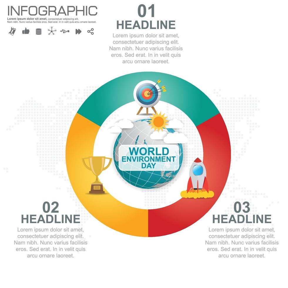 globo terrestre com vetor de infográfico. conceito do dia do ambiente mundial.