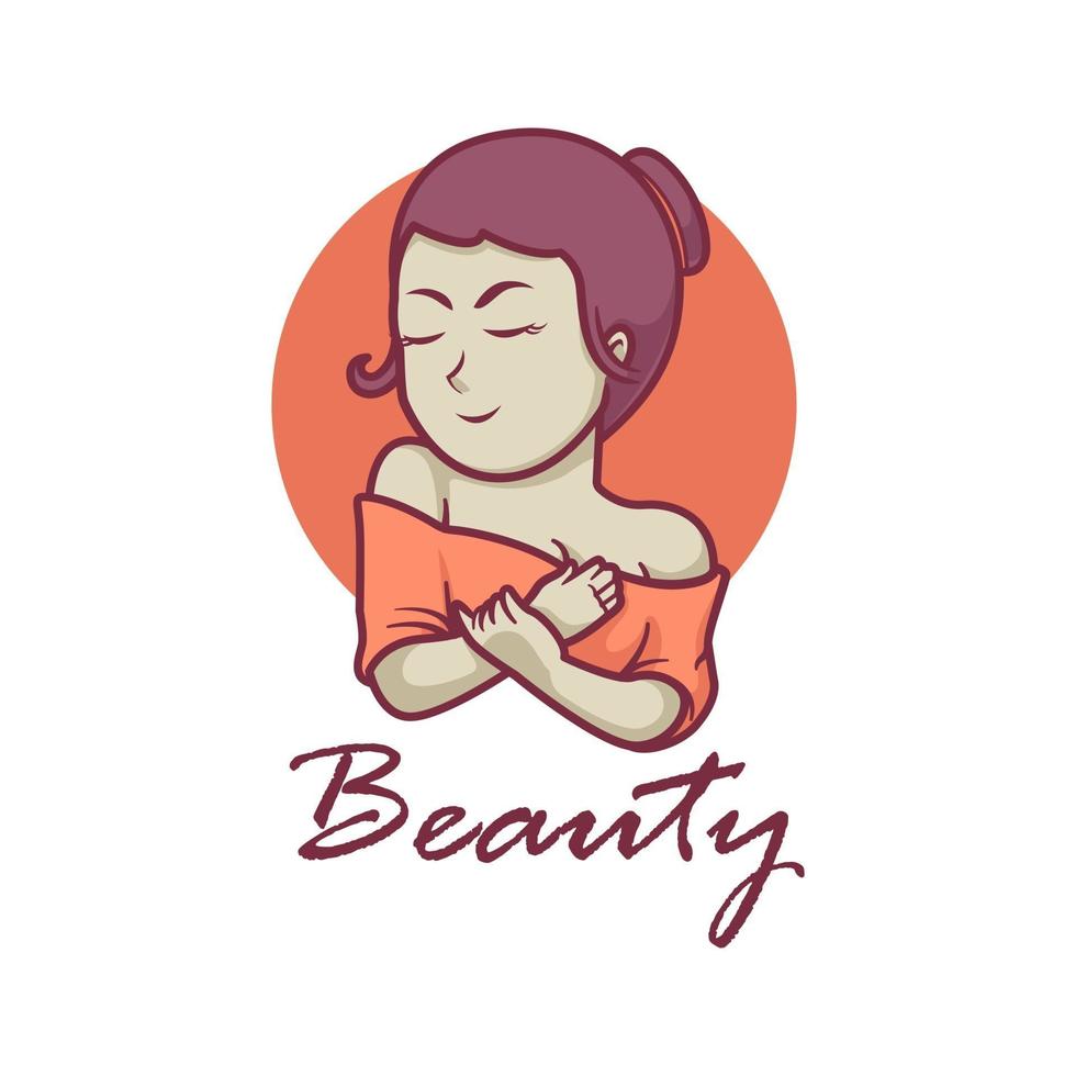 design de logotipo de mascote de beleza feminina vetor