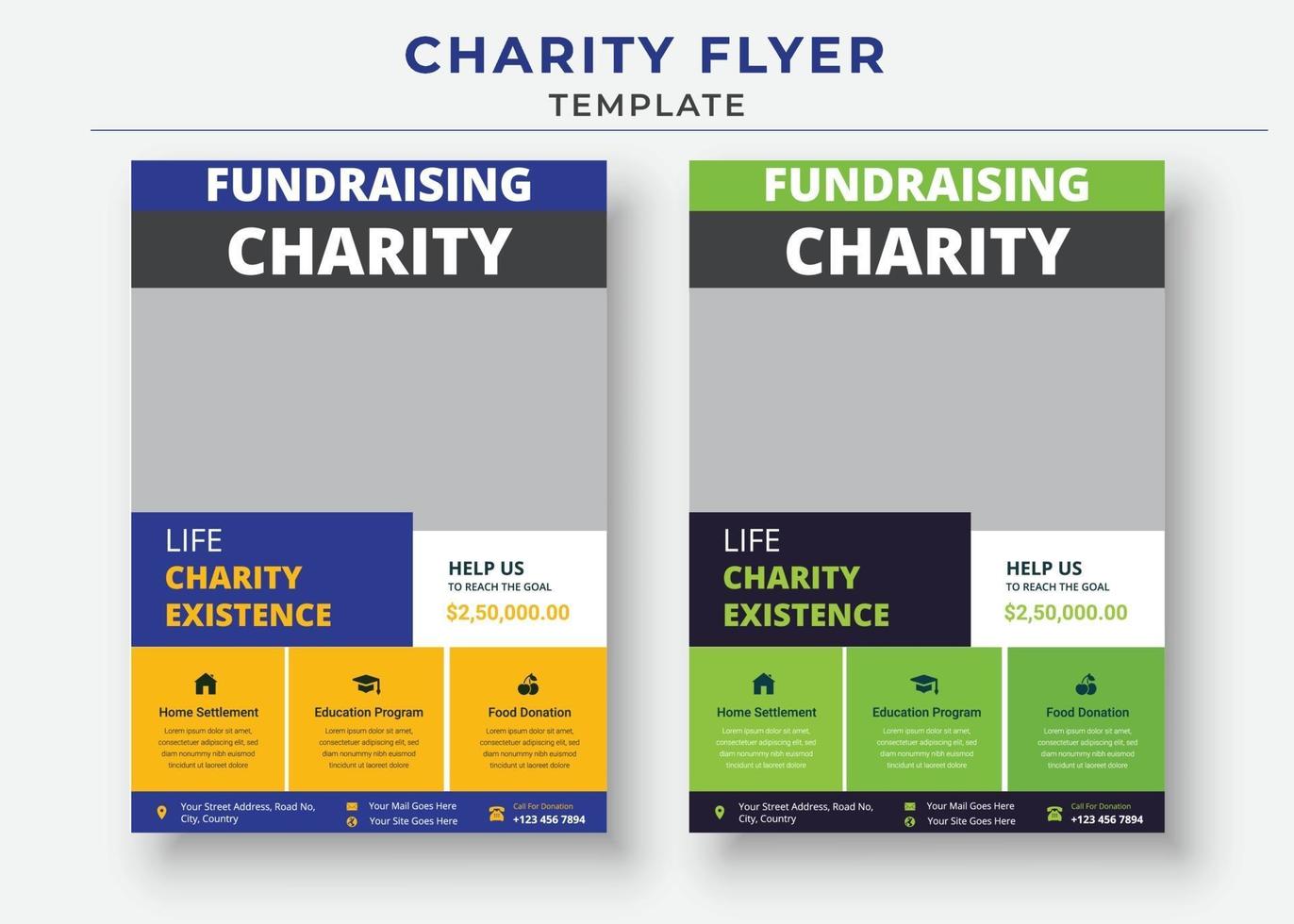 modelo de panfleto de caridade, promoção de existência de caridade de vida, design de panfleto vetor