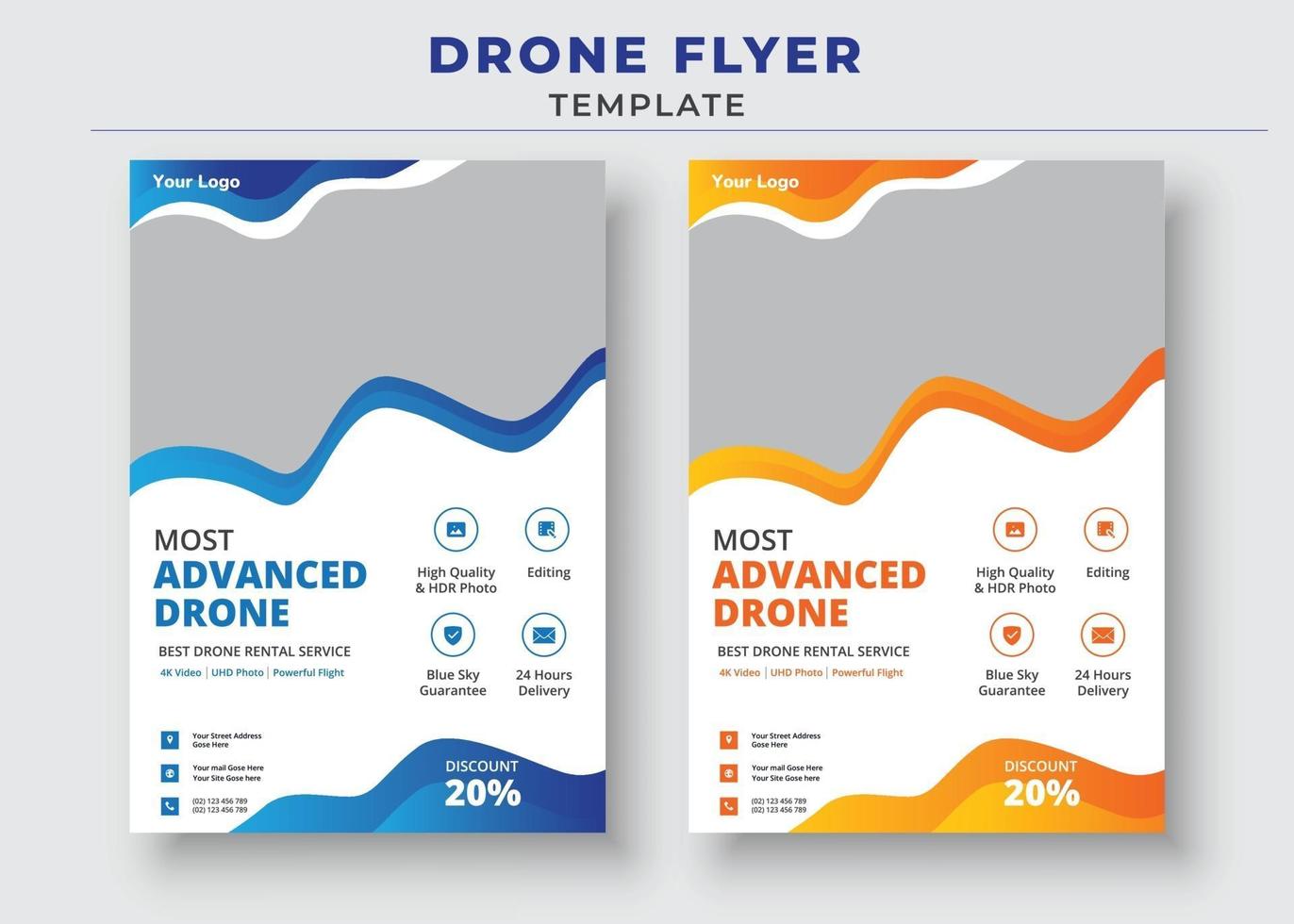 modelo de folheto de drone, folheto de serviços de drone mais avançado vetor
