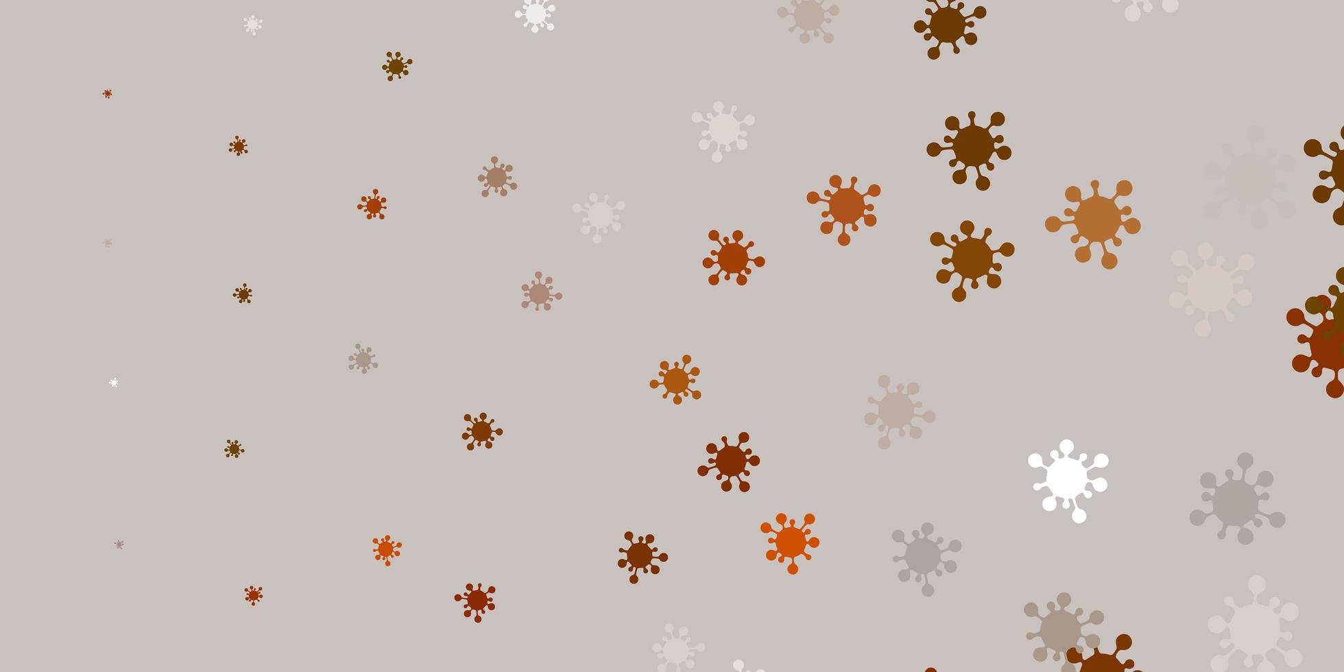 pano de fundo vector laranja claro com símbolos de vírus.