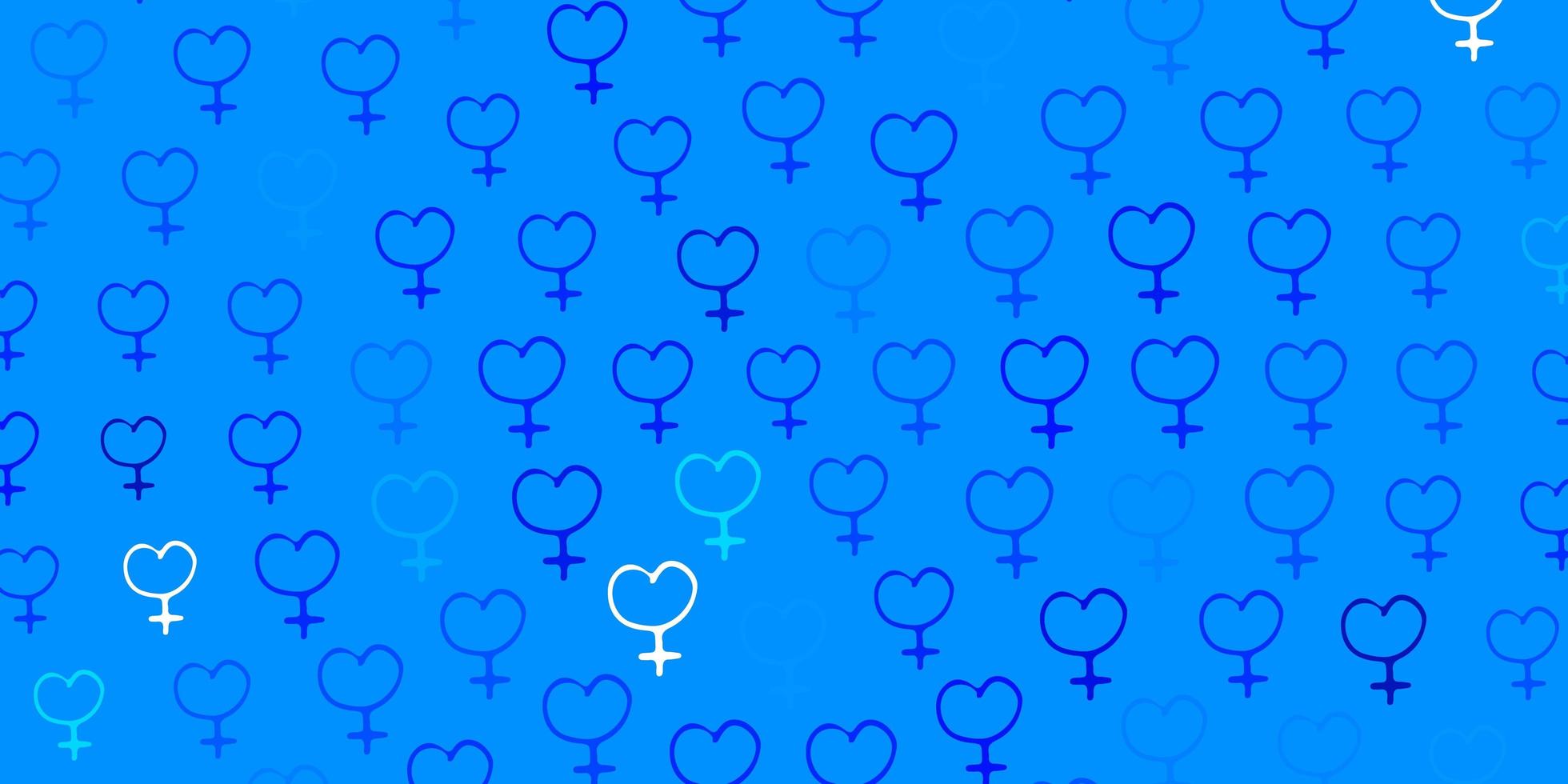 padrão de vetor azul claro com elementos do feminismo.