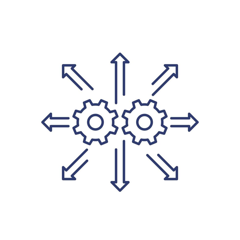 ícone da linha de automação e integração em branco vetor
