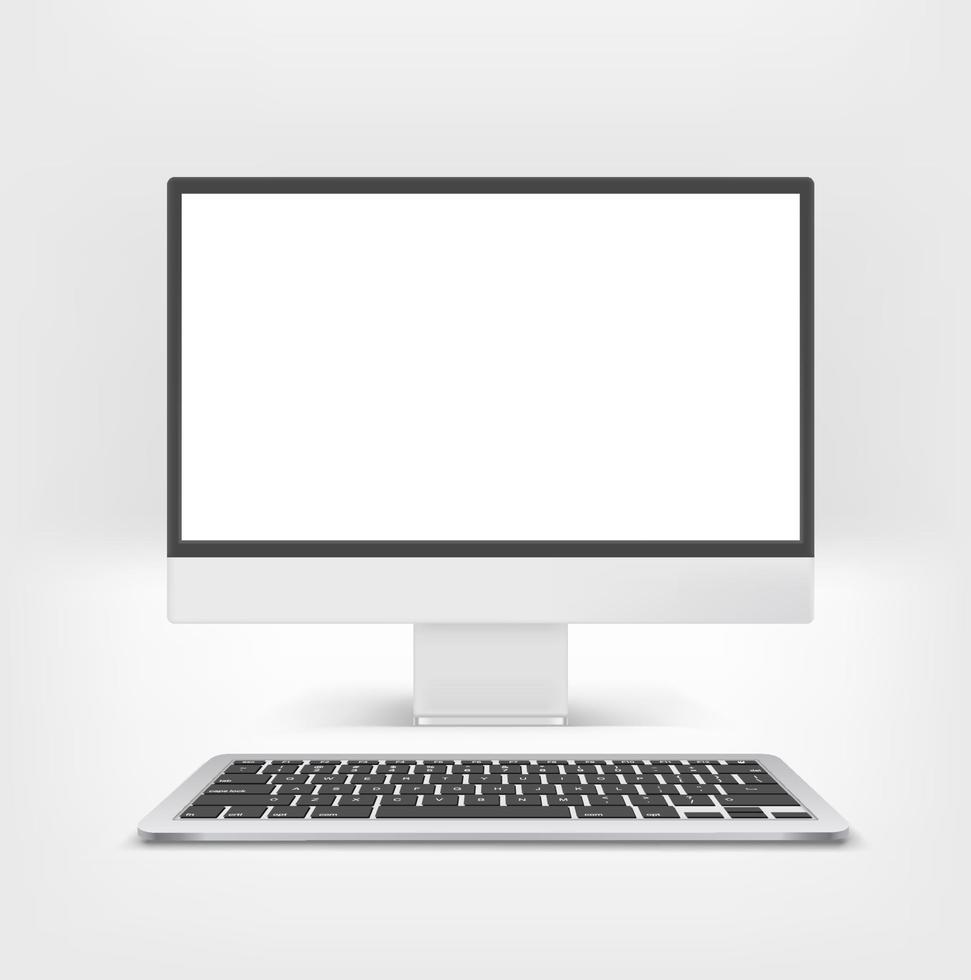 computador moderno com tela em branco. maquete de vetor