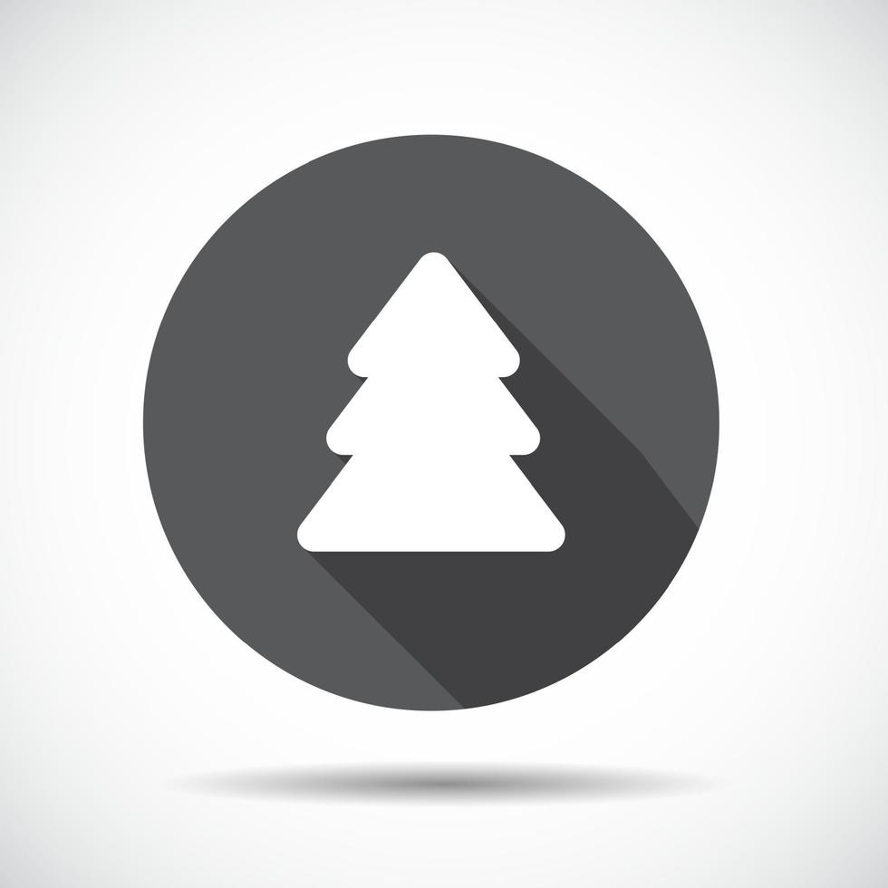 ícone plana de árvore de Natal com sombra longa. ilustração vetorial. vetor