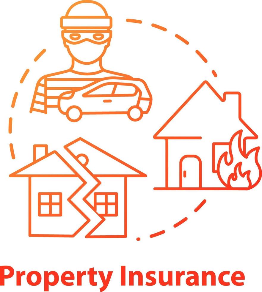 ícone do conceito de seguro de propriedade vetor