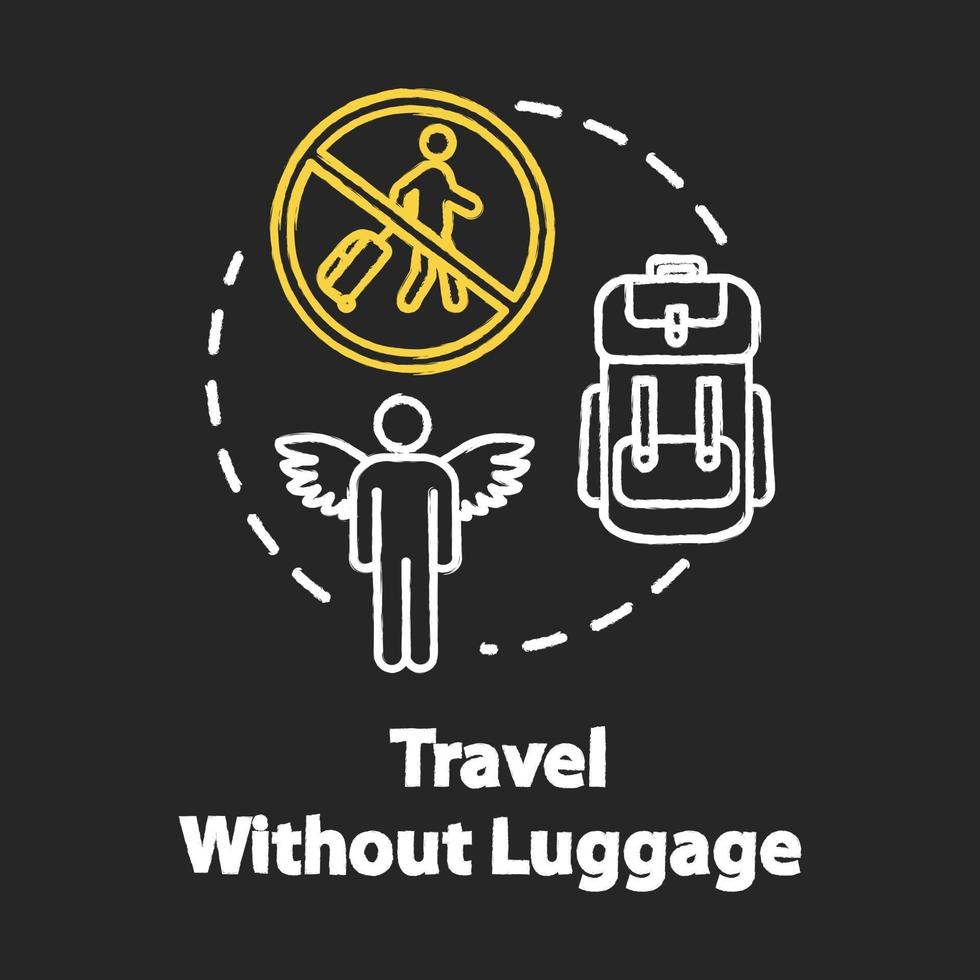 viajar sem bagagem giz ícone de conceito de cor rgb vetor
