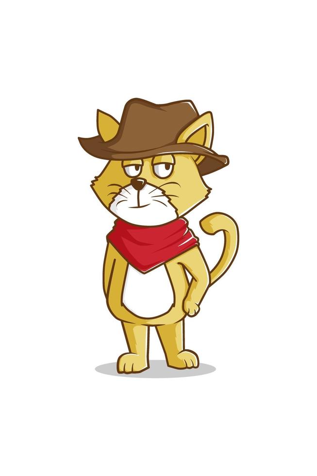 ilustração dos desenhos animados do gato cowboy vetor