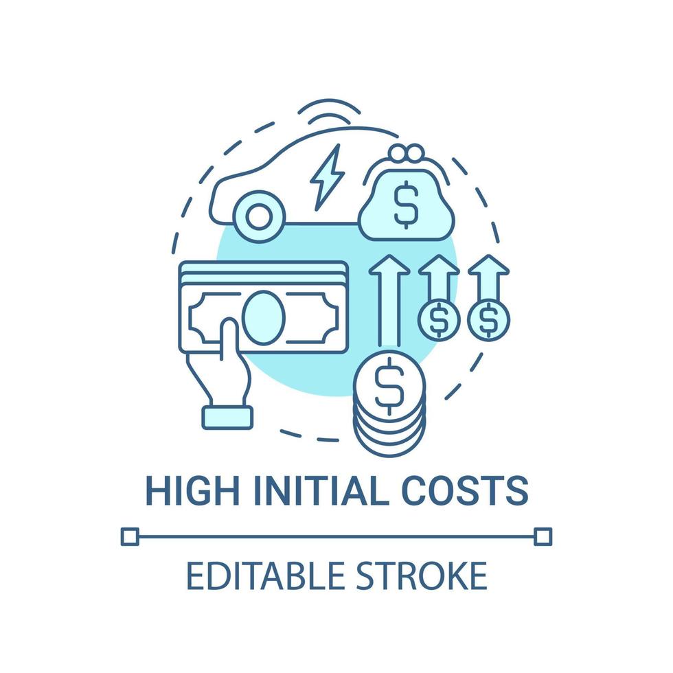 ícone do conceito de alto custo inicial ev. vetor