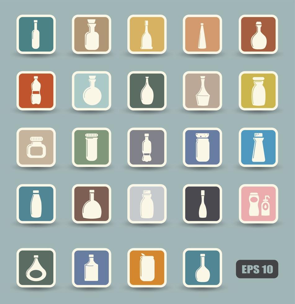 ilustração conjunto de ícones de garrafa vetor