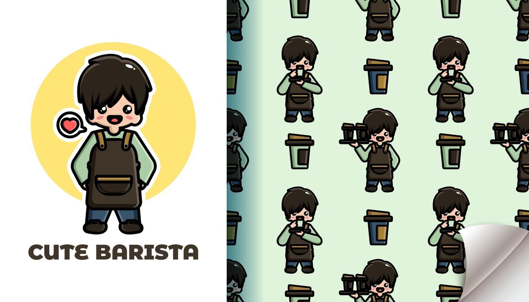 padrão sem emenda de barista fofo vetor