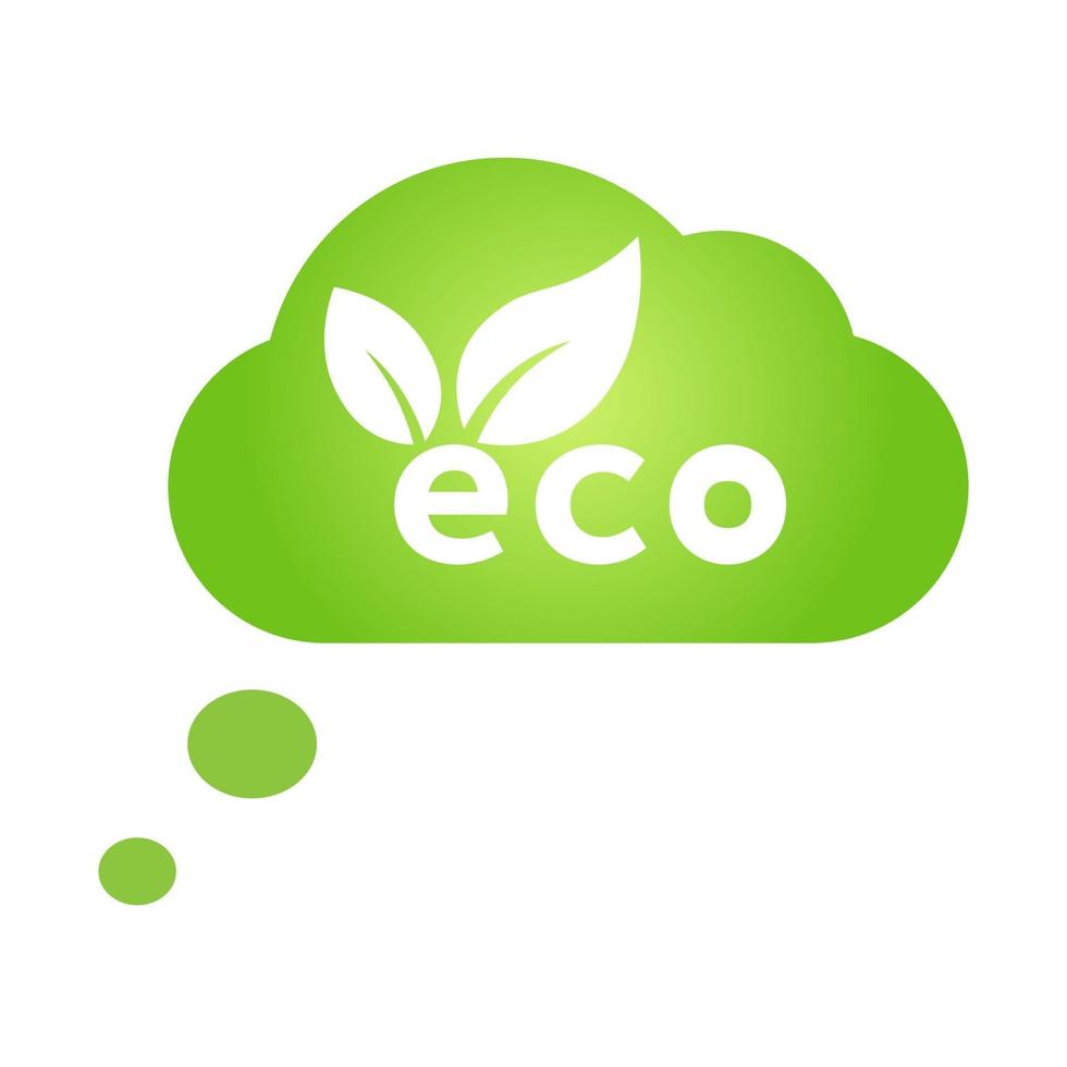 ícone de bolha de discurso em nuvem verde eco vetor