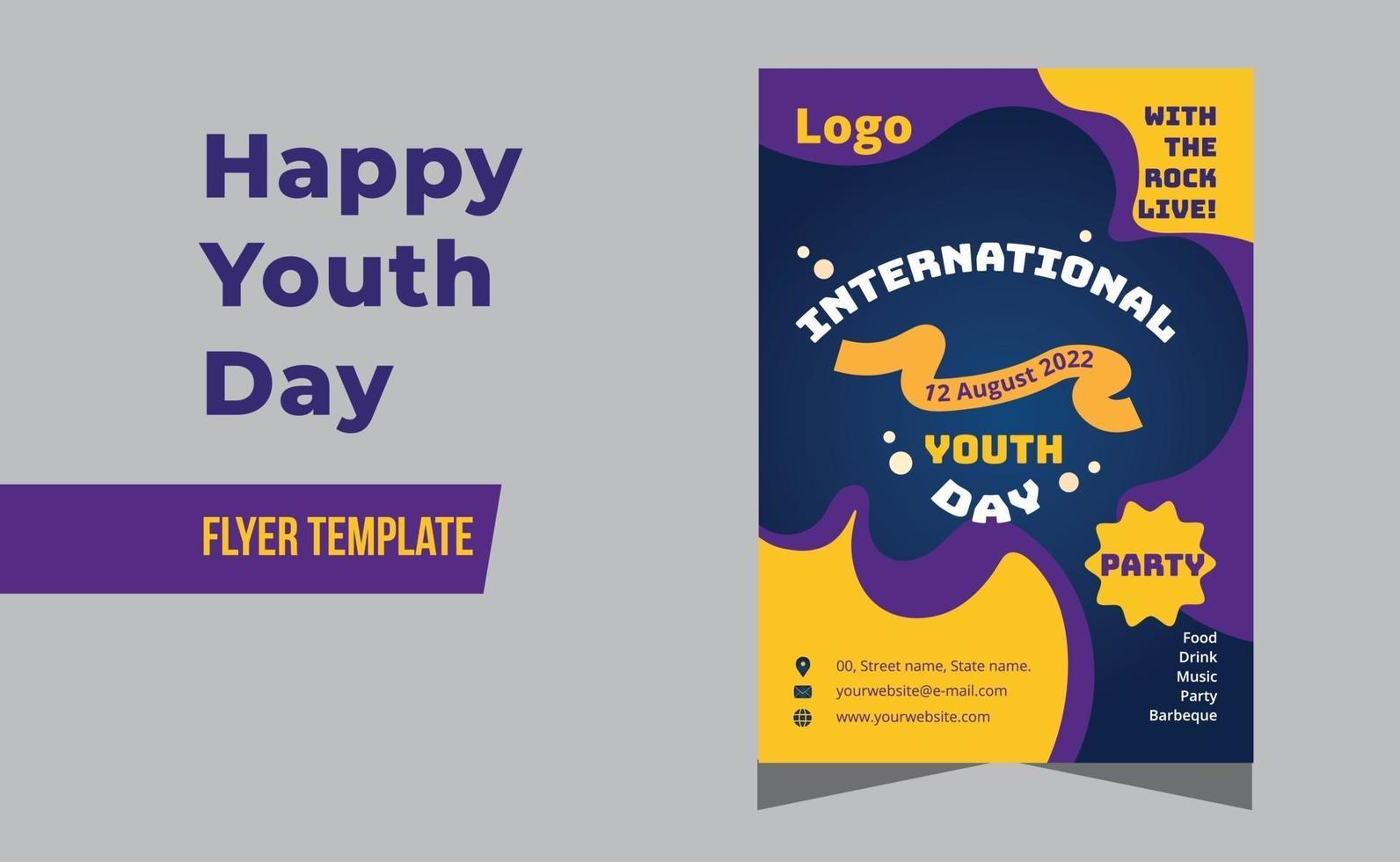 panfleto de festa moderno feliz dia da juventude, brochura, cartão comemorativo vetor