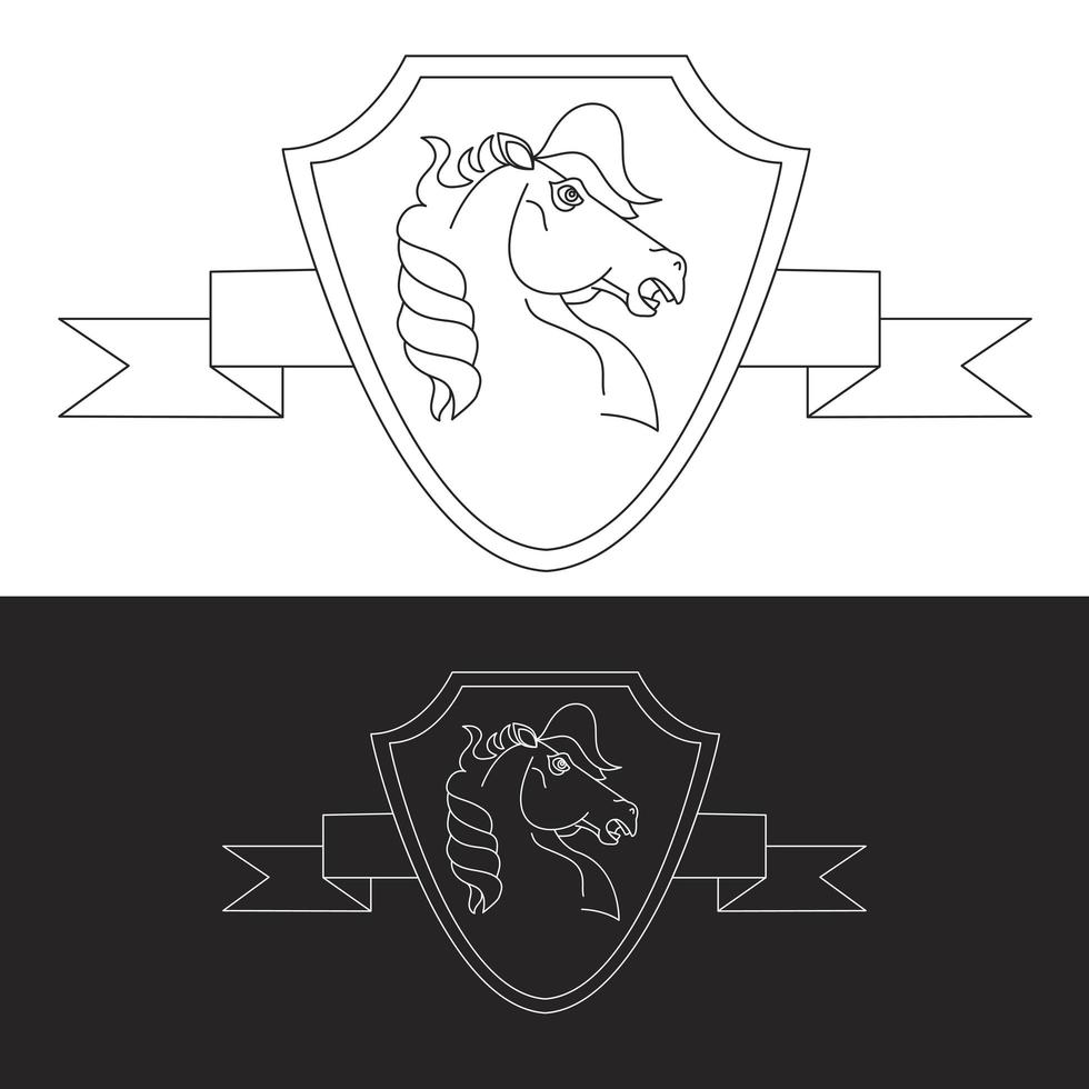 símbolo de cavalo com escudo vetor