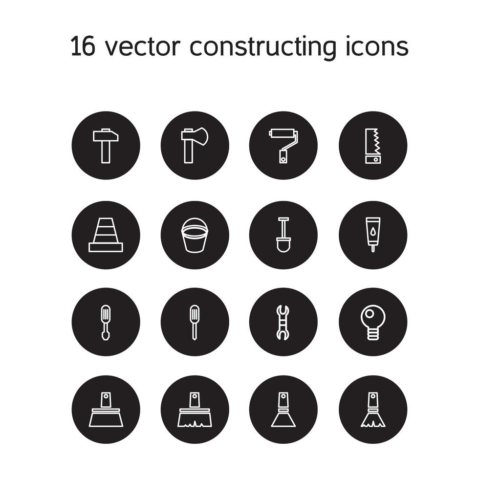construção e construção de conjunto de ícones vetor