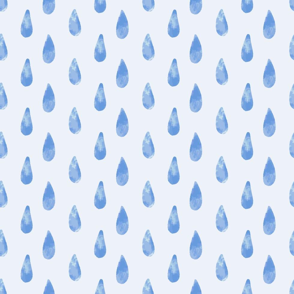 padrão sem emenda com gotas de chuva aquarela azul. vetor