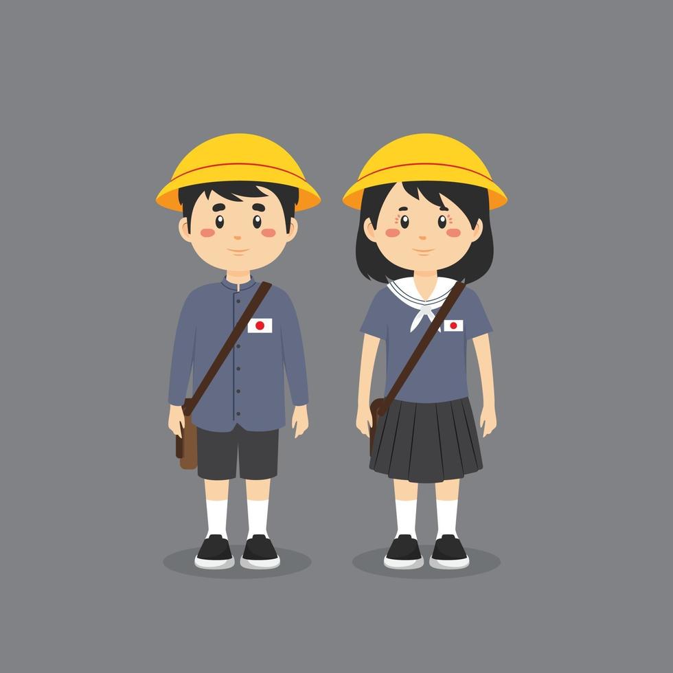personagem japonesa vestindo uniforme do ensino fundamental vetor