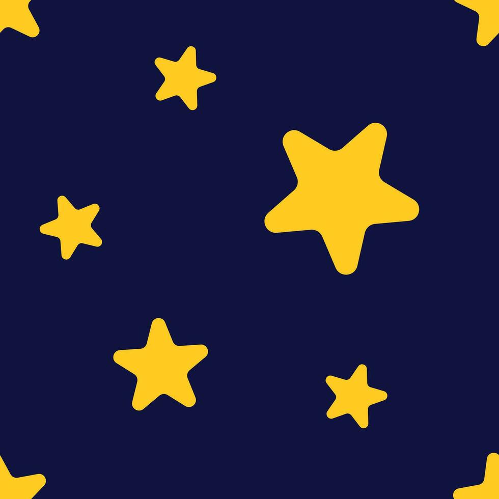amarelo Estrela forma em Sombrio azul fundo vetor desatado