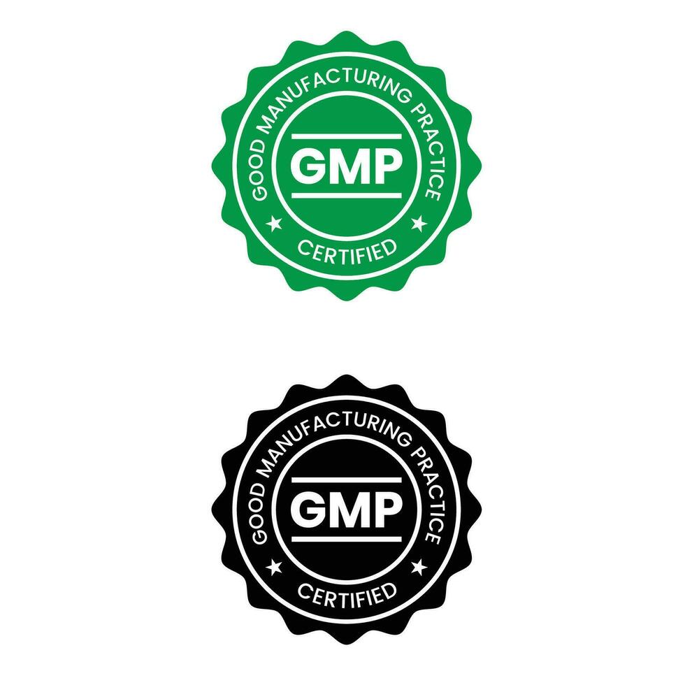 gmp Boa fabricação prática certificado logotipo vetor