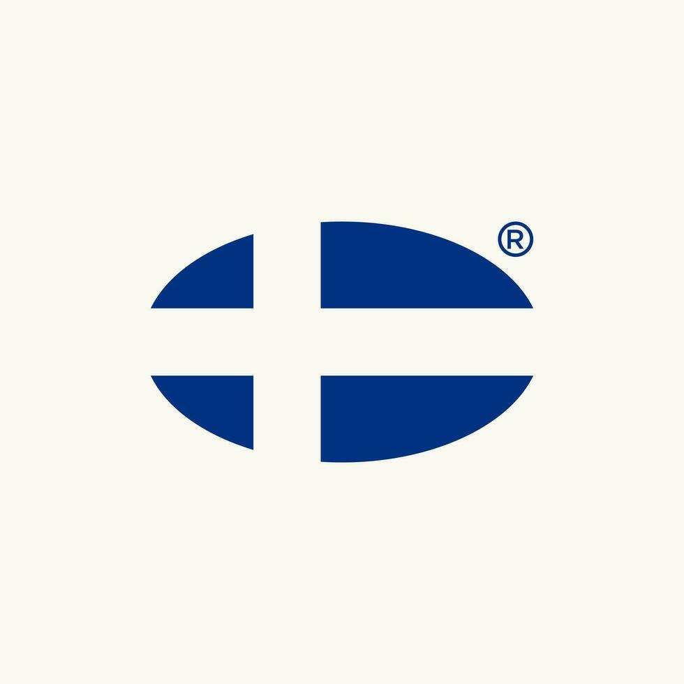 logotipo Projeto gráfico conceito criativo abstrato Prêmio vetor placa estoque Islândia bandeira em elipse negativo espaço. relacionado Reino Unido país brexit Europa crachá