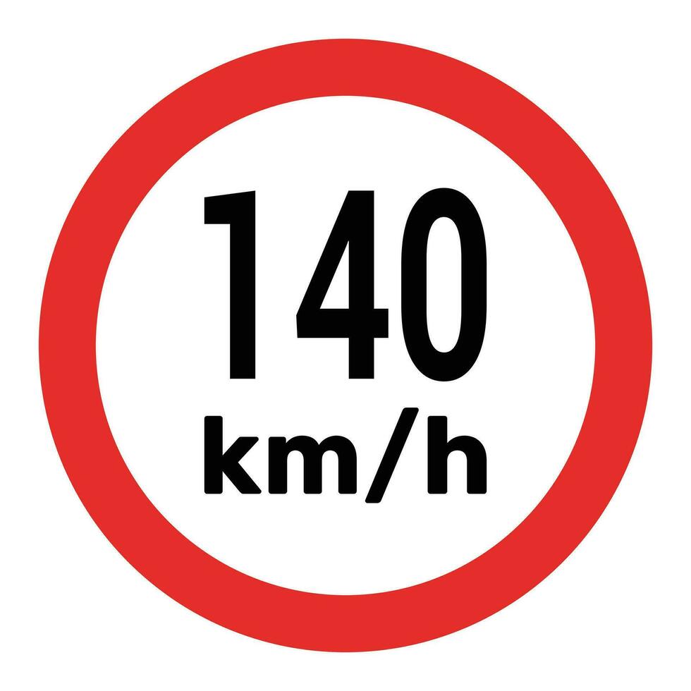 Rapidez limite placa 140 km h ícone vetor ilustração