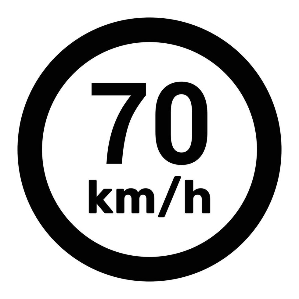 Rapidez limite placa 70 km h ícone vetor ilustração