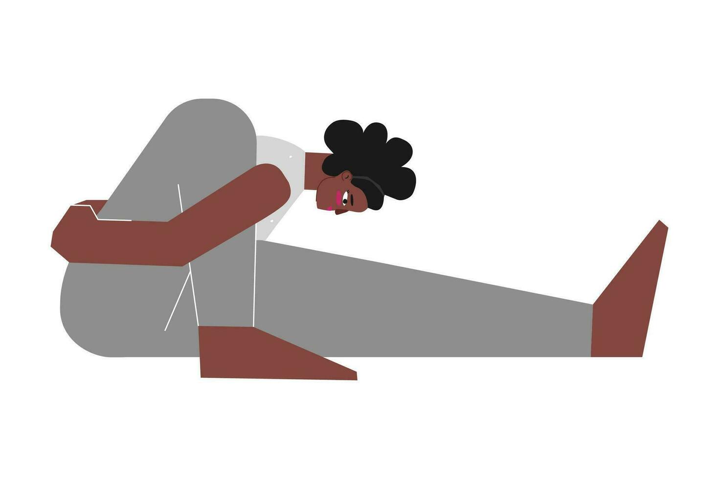 vetor isolado conceito com plano fêmea africano americano personagem. Forte mulher aprende postura marichyasana Eu às ioga aula. ginástica exercício - pose dedicada para a sábio Marichi Eu