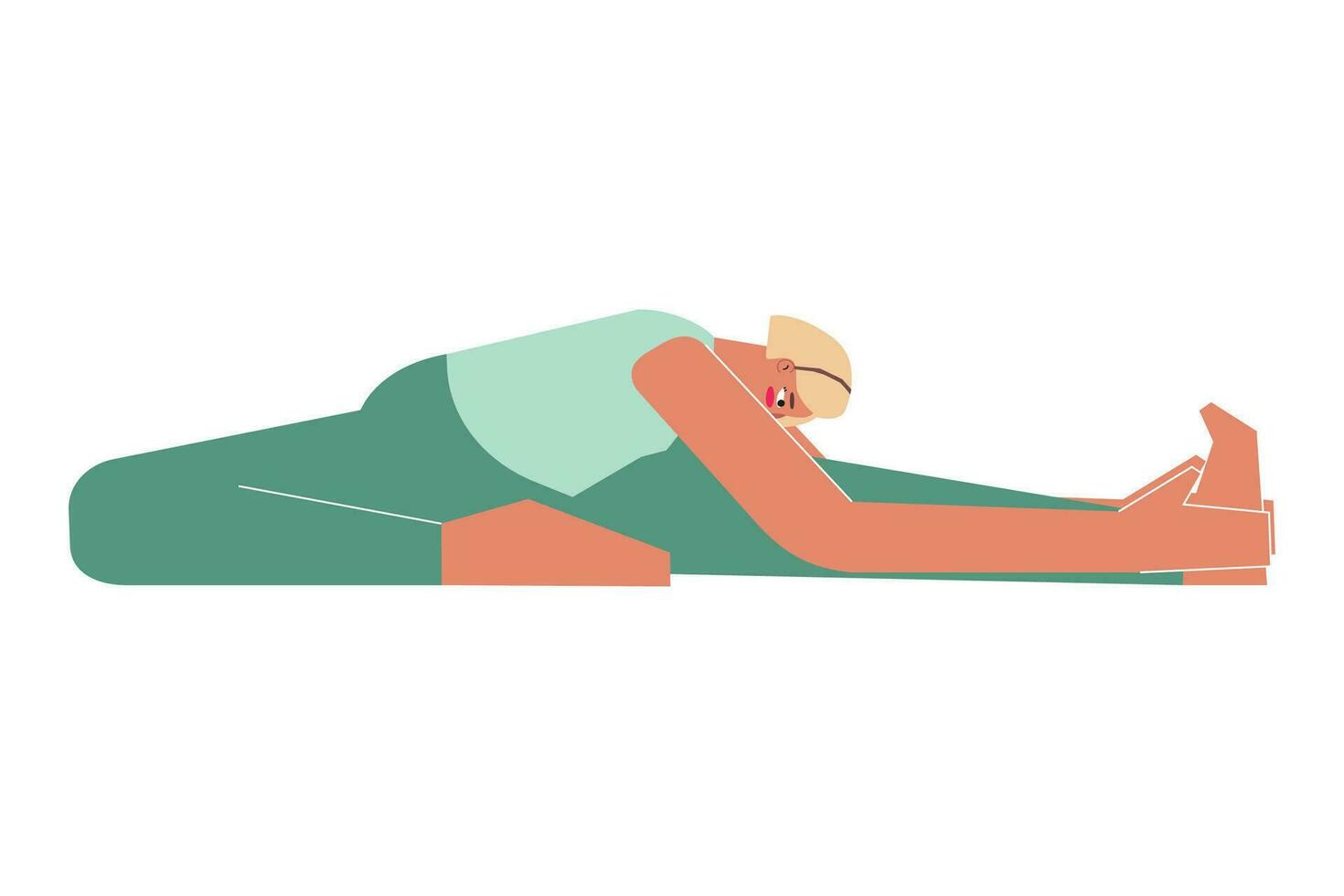 vetor isolado ilustração com plano fêmea personagem. esportivo mulher aprende postura janu sirsasana às ioga aula. ginástica exercício - cabeça para joelho frente dobrar