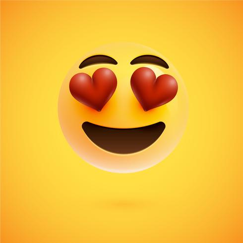 Emoticon realista amarelo carinha, ilustração vetorial vetor