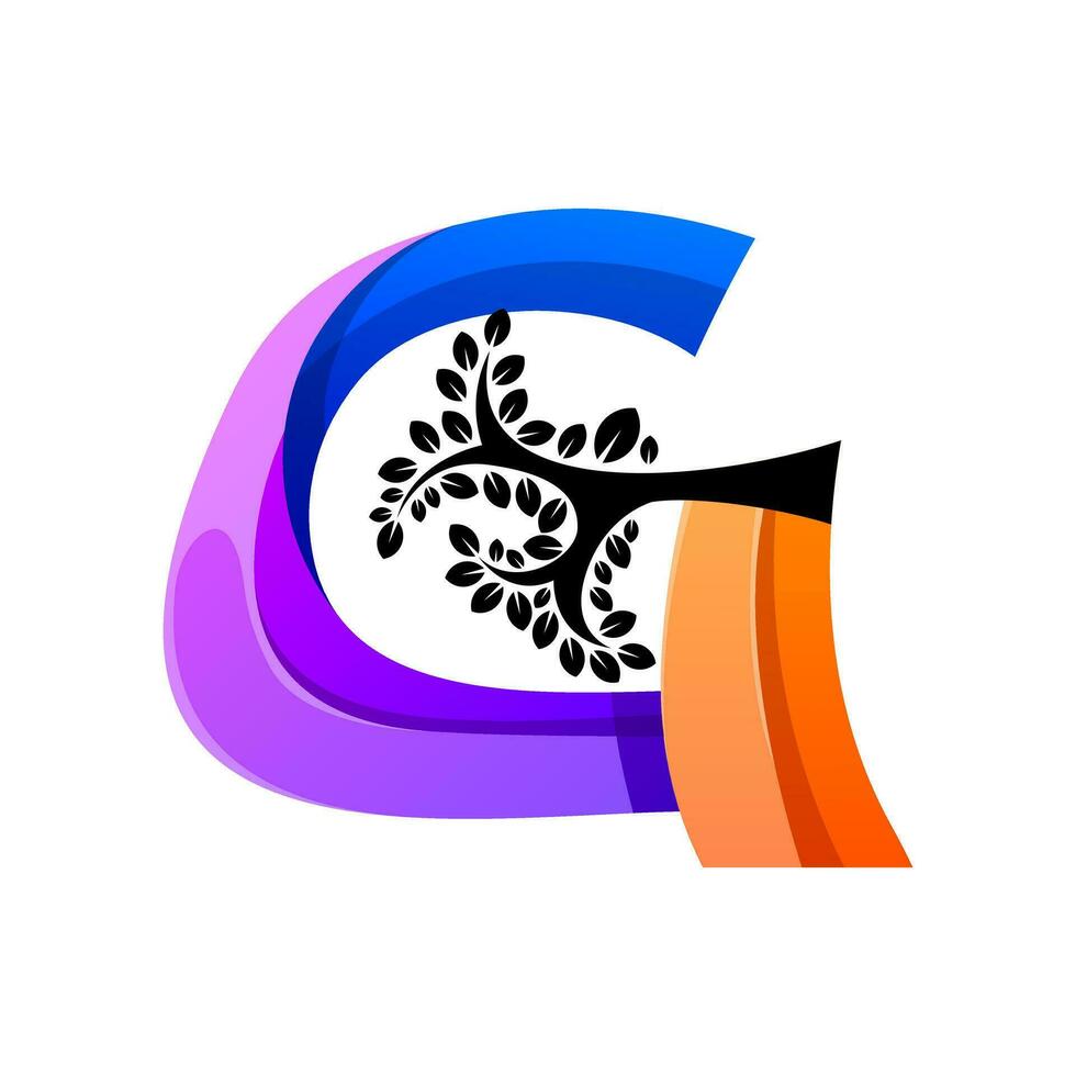 carta g e árvore ícone logotipo Projeto vetor