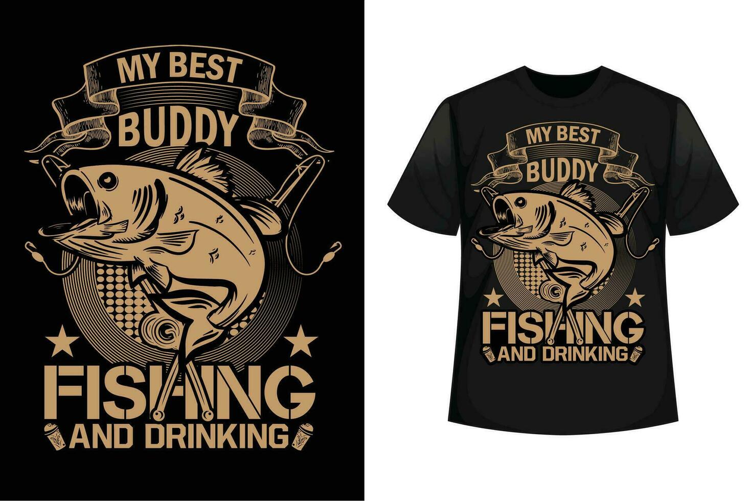 meu melhor companheiro pescaria e bebendo pescaria gráfico t camisa Projeto vetor