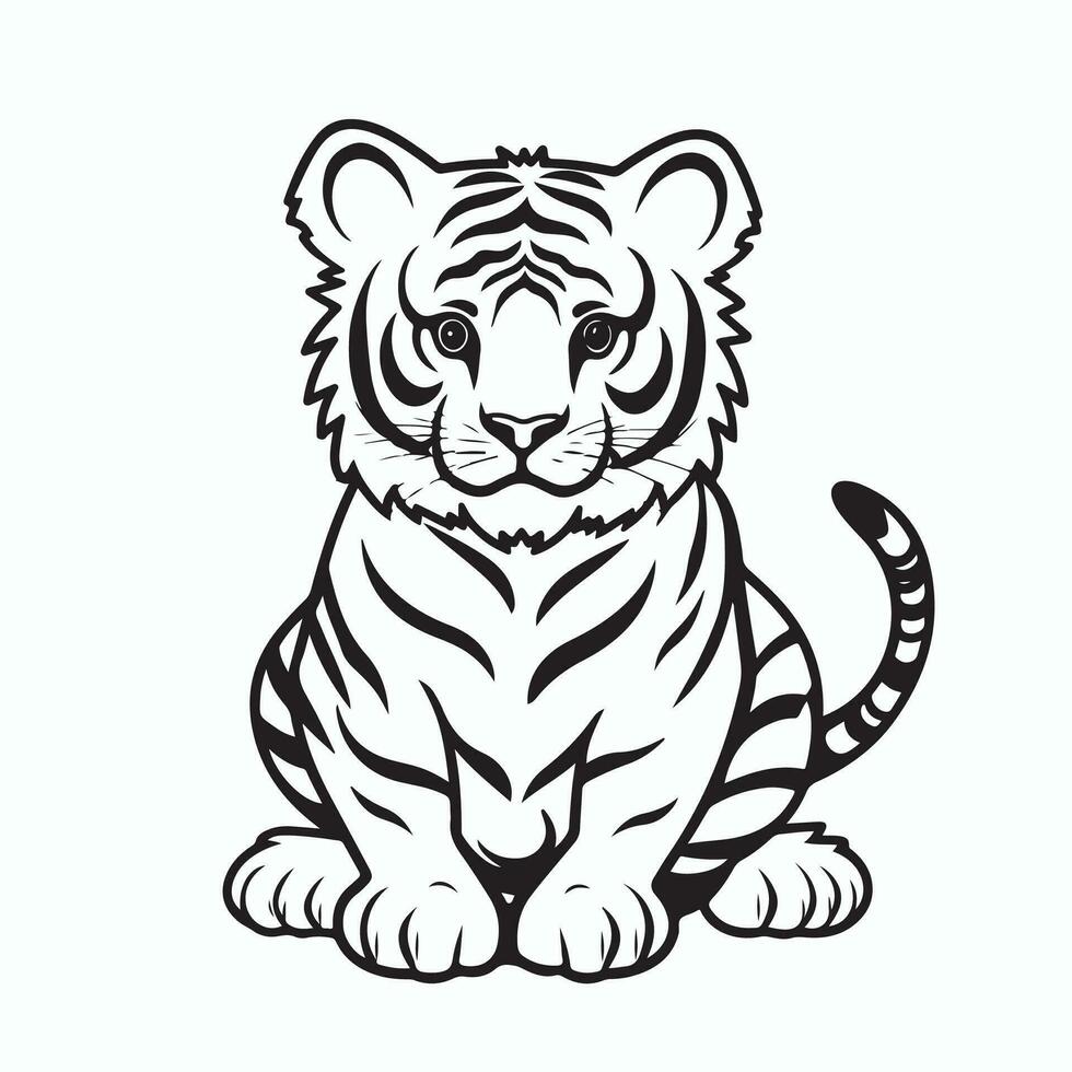 Preto e branco tigre desenhos em uma branco fundo vetor