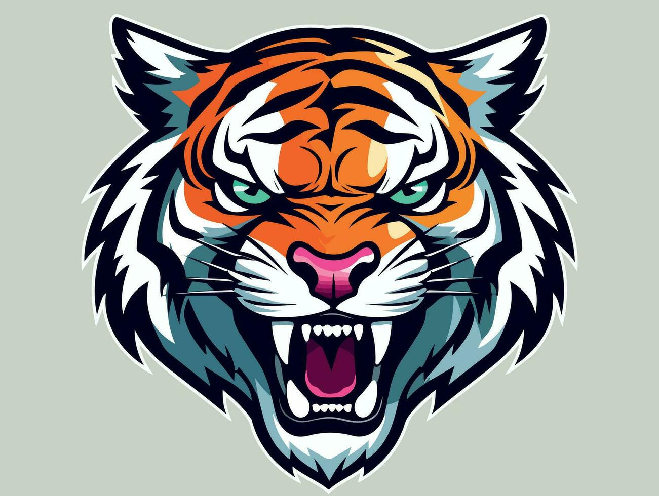 Bravo tigre esport logotipo vetor ilustração com isolado fundo