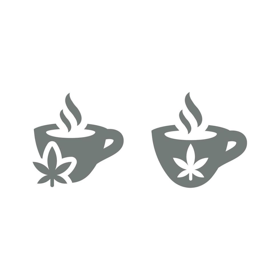 cannabis folha e chá copo ou caneca, café fazer compras. maconha quente xícara de chá vetor ícone.