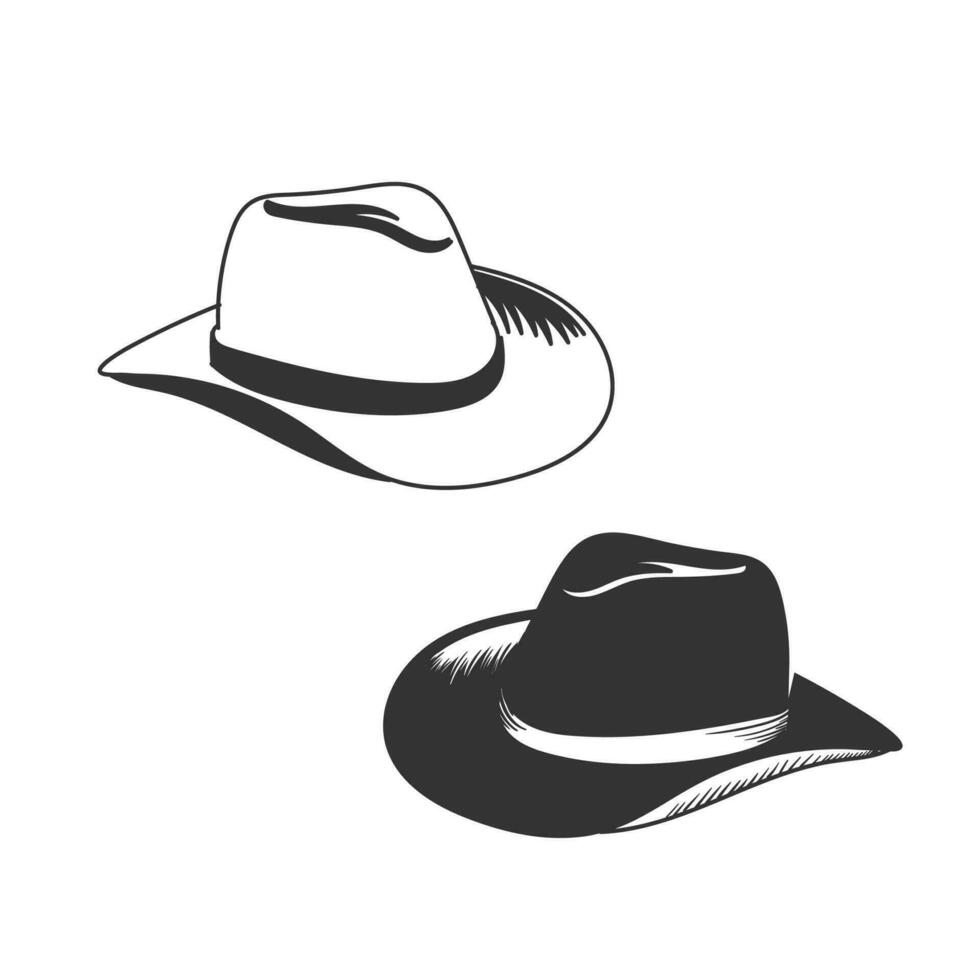 vintage retro ocidental vaqueiro chapéu boné para moda acessório ícone ilustração vetor