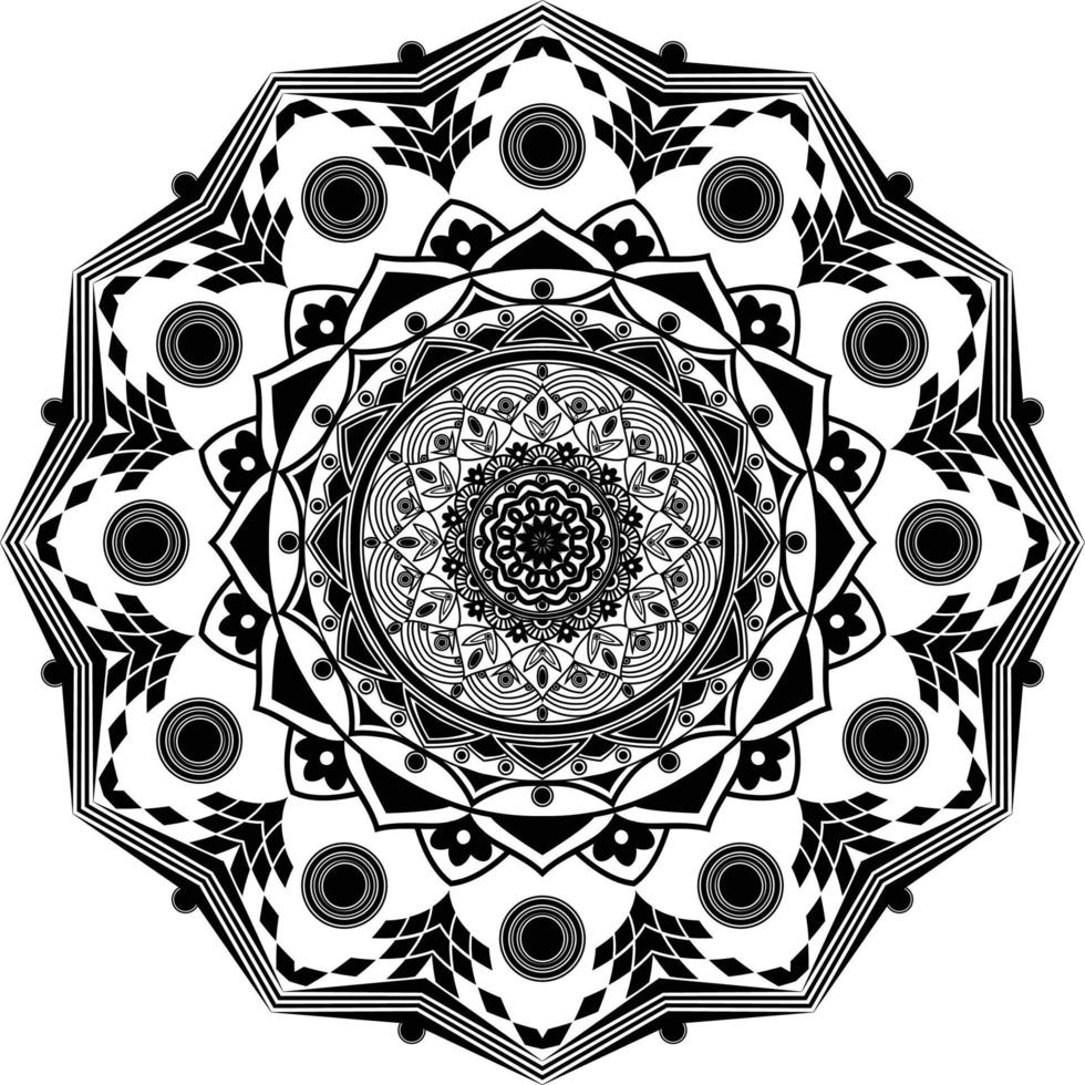 mandala preta para design, design de padrão circular de mandala vetor