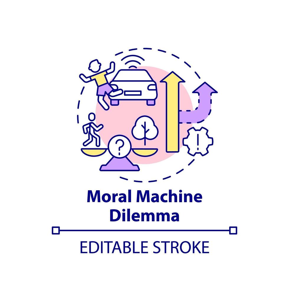 ícone de conceito de dilema de máquina moral. vetor