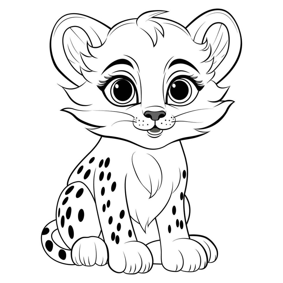 adorável bebê leopardo desenho animado linha desenhando vetor