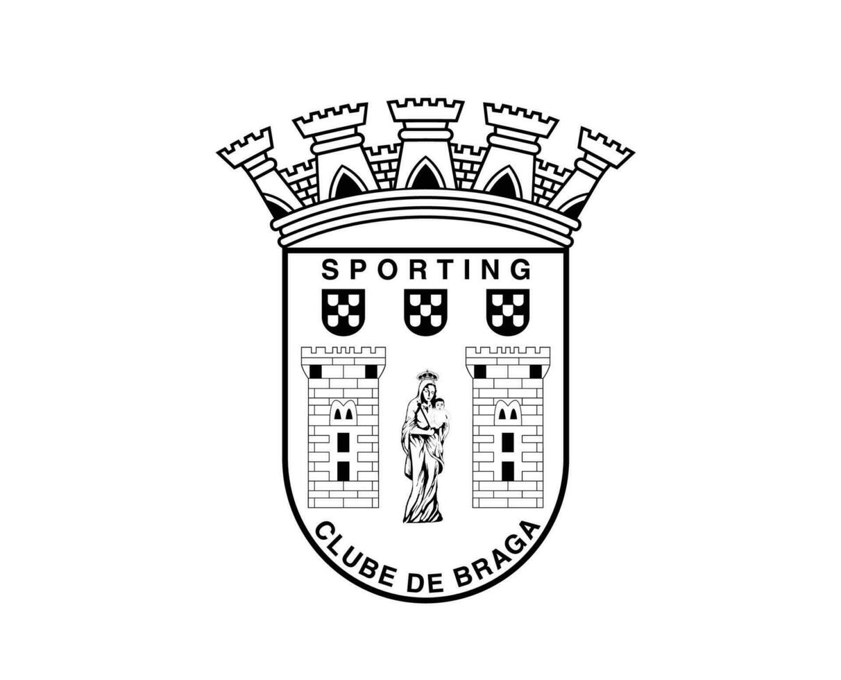 esportivo braga clube símbolo logotipo Preto Portugal liga futebol abstrato Projeto vetor ilustração