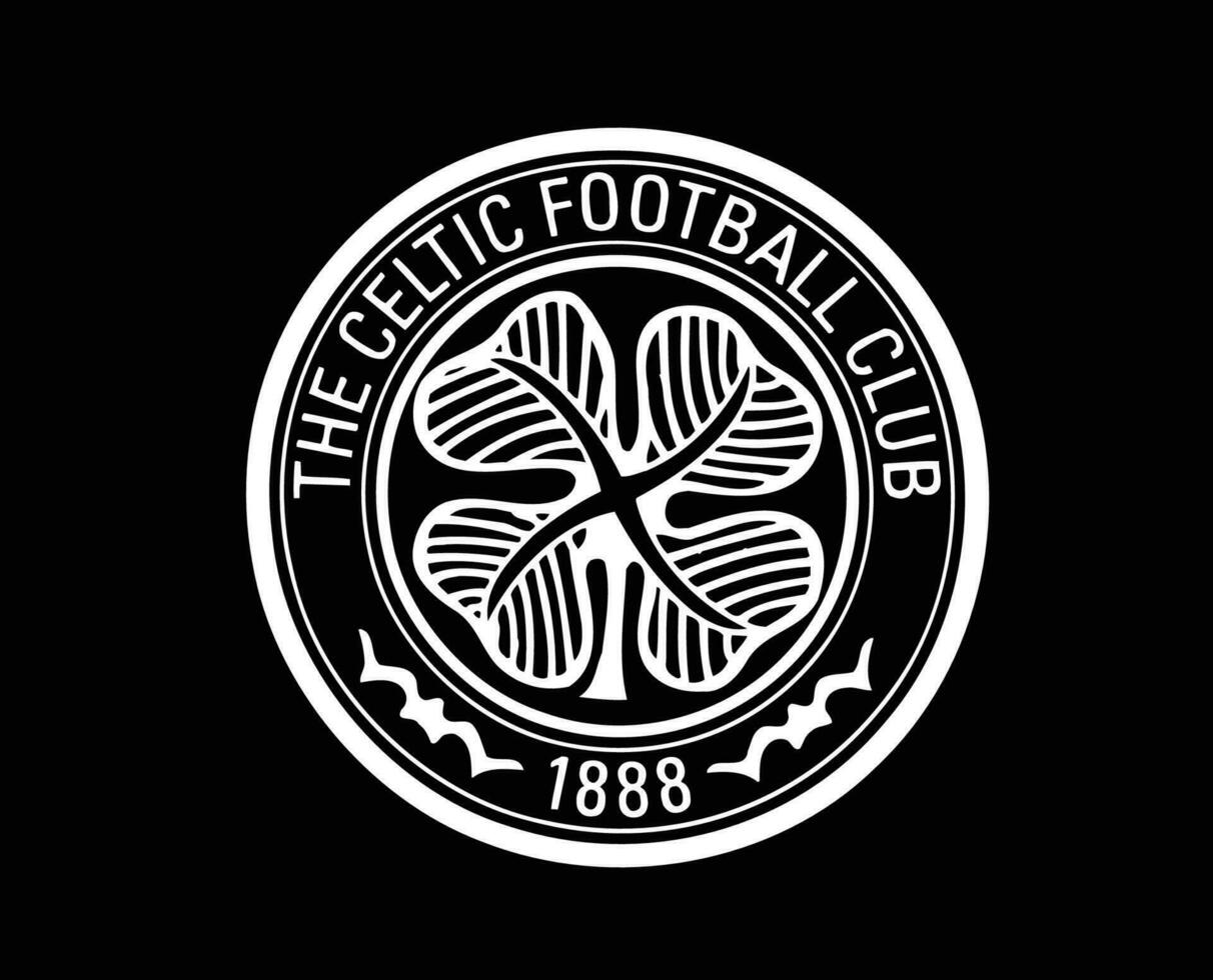 céltico Glasgow clube logotipo símbolo branco Escócia liga futebol abstrato Projeto vetor ilustração com Preto fundo