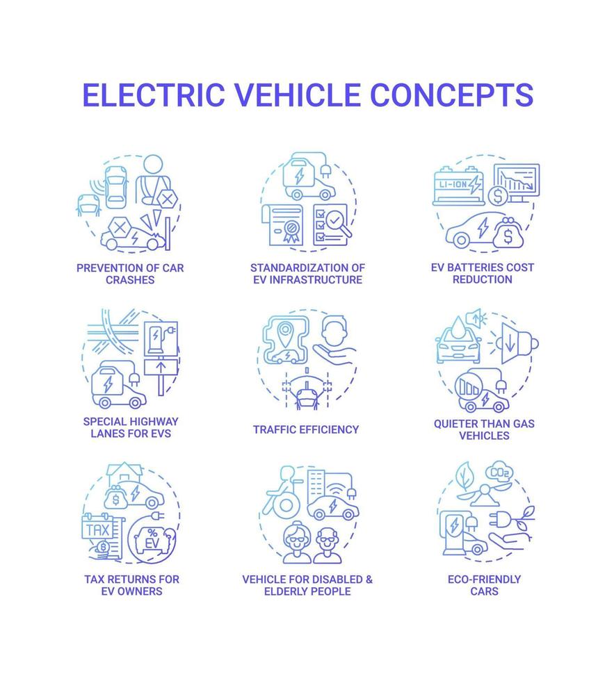 Conjunto de ícones de conceito redondo de solução inteligente ev. vetor