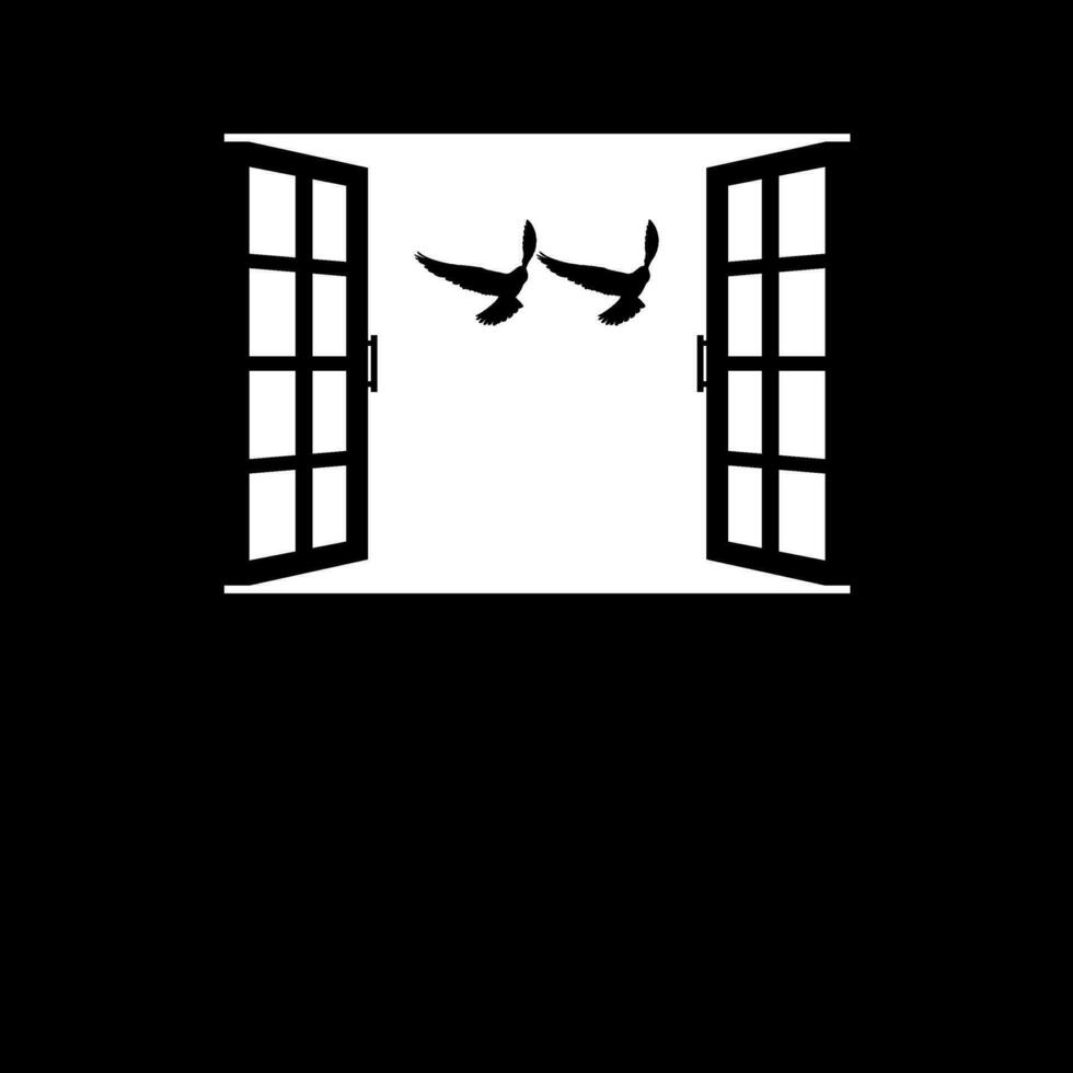 silhueta do a vôo pássaro do presa, falcão ou Falcão em a janela. vetor ilustração