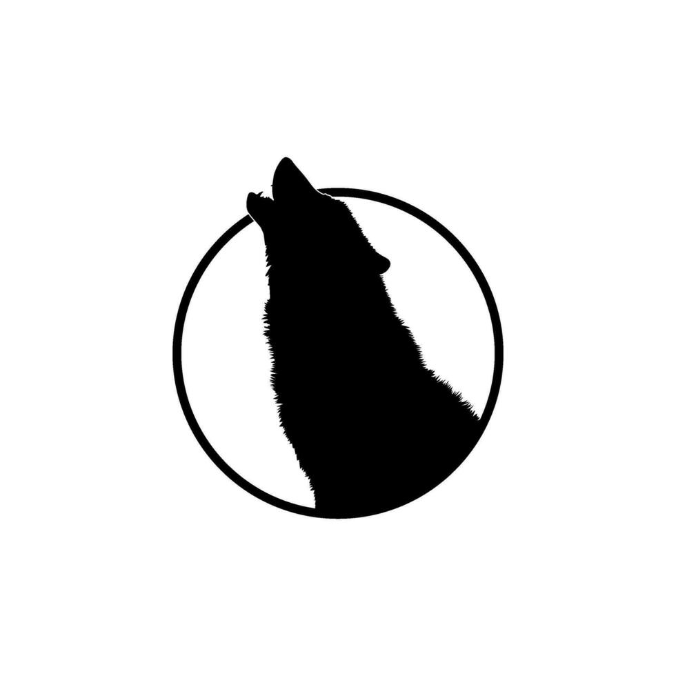 silhueta do a Lobo surgir a partir de a círculo orifício para logotipo tipo. vetor ilustração
